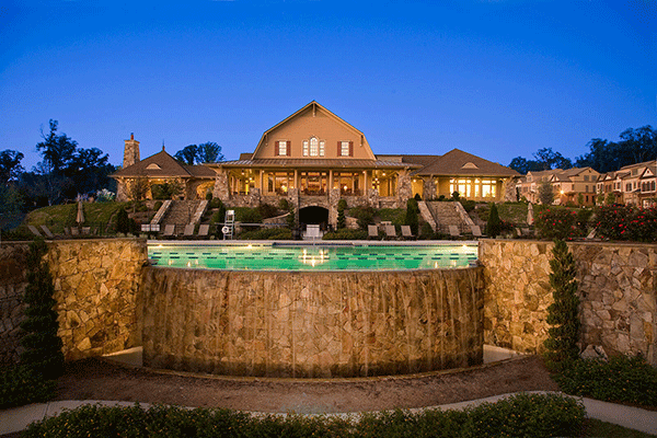 Sterling on the Lake Club pool at dusk