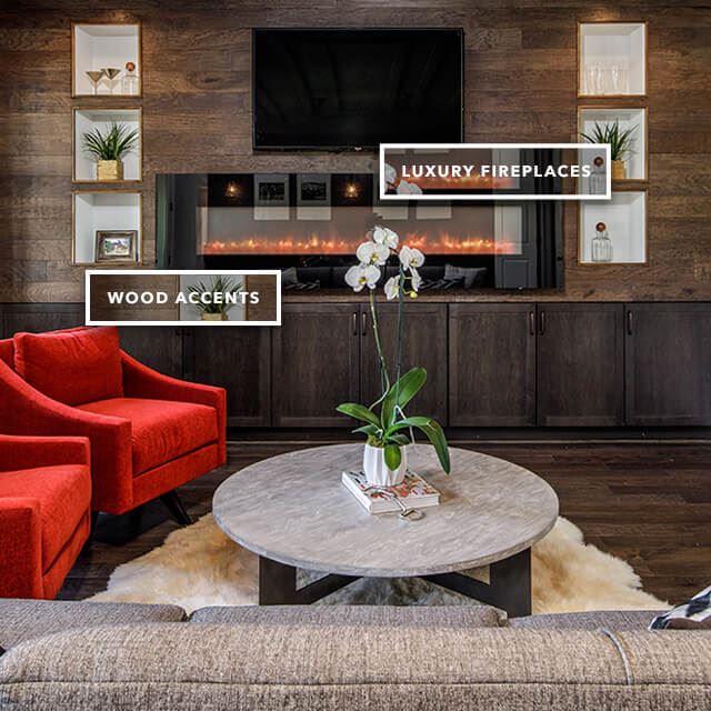 Luxury fireplace and wood accents