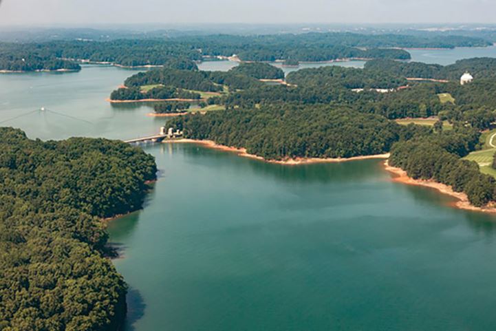 Aerial view of Lake Lanier, near Sterling on the Lake.