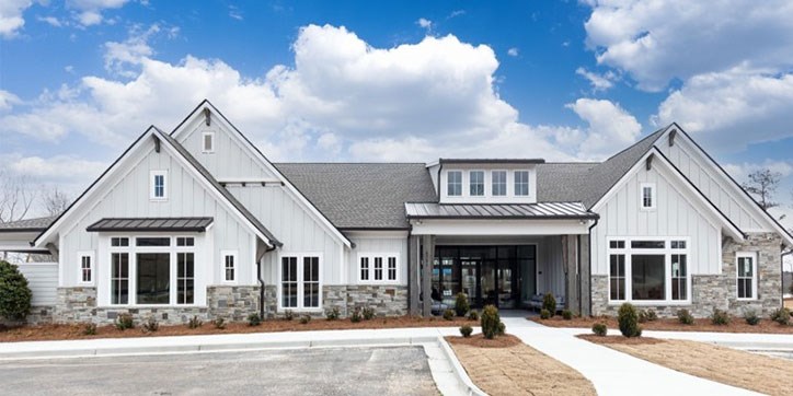 Exterior of The Retreat Clubhouse, active adult living in Sterling on the Lake.