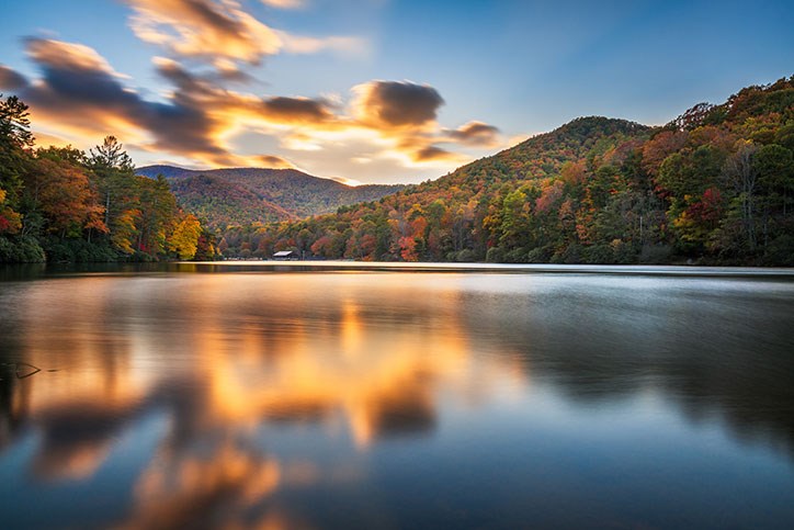 Sunset reflecting on lake